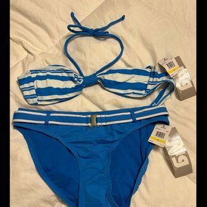 Jag blue striped belted bikini
